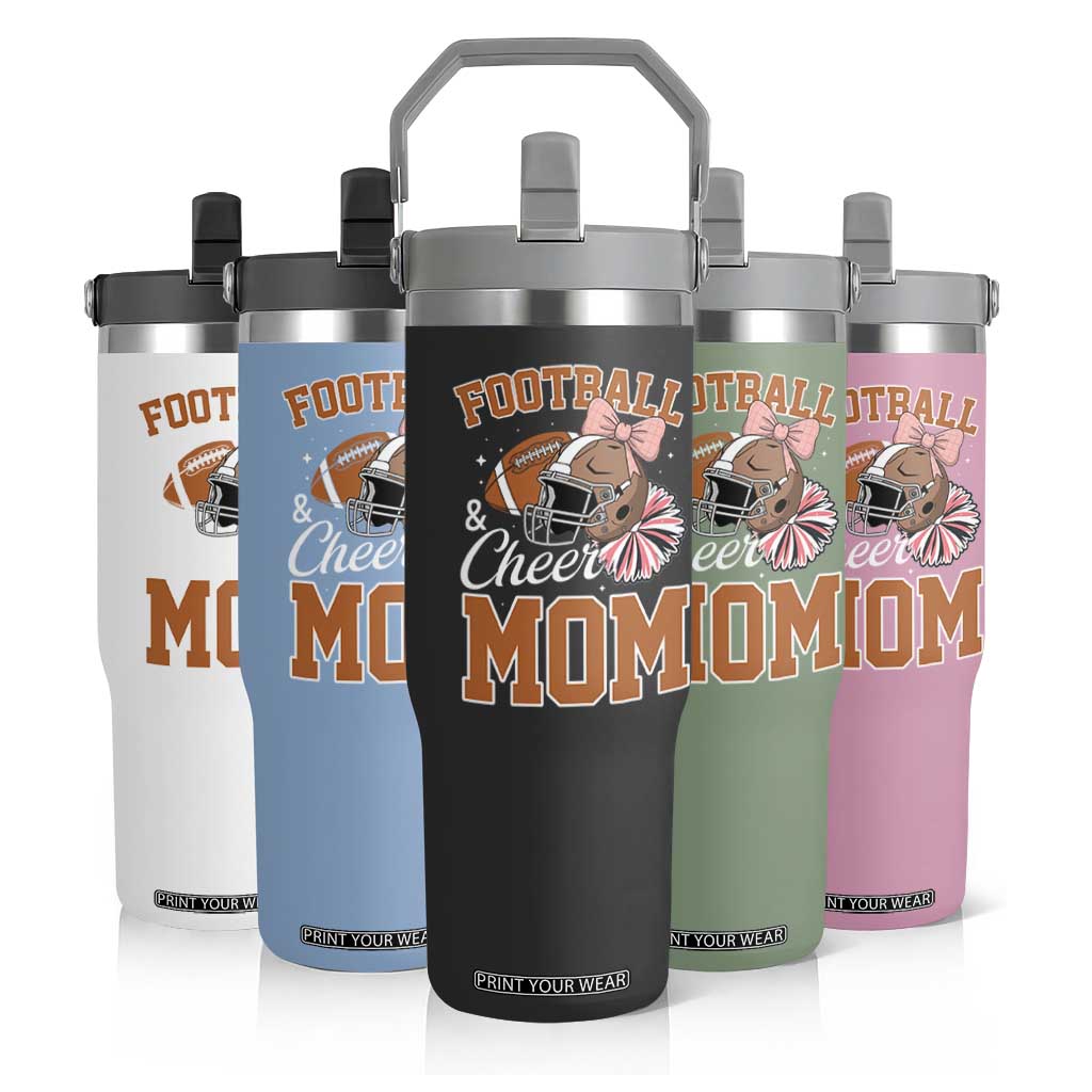 Funny Football And Cheer Mom Quote Flip Straw Tumbler Sports Season Gift TS12 Print Your Wear