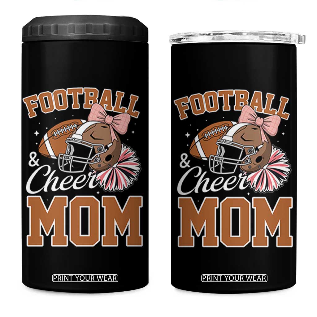 Funny Football And Cheer Mom Quote 4 in 1 Can Cooler Tumbler Sports Season Gift TS12 One Size: 16 oz Black Print Your Wear