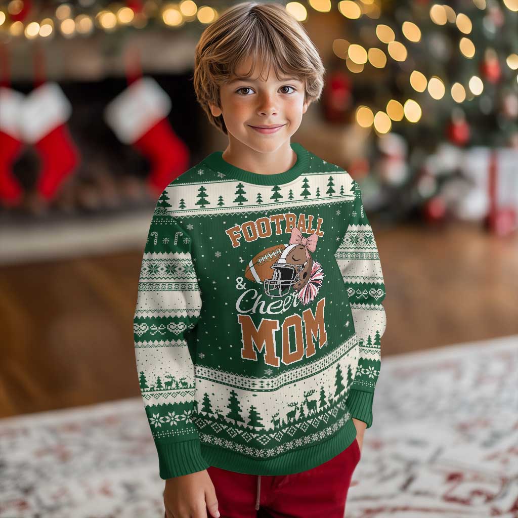 Funny Football And Cheer Mom Quote Ugly Christmas Sweater Sports Season Gift TS12 Forest Green Beige Print Your Wear