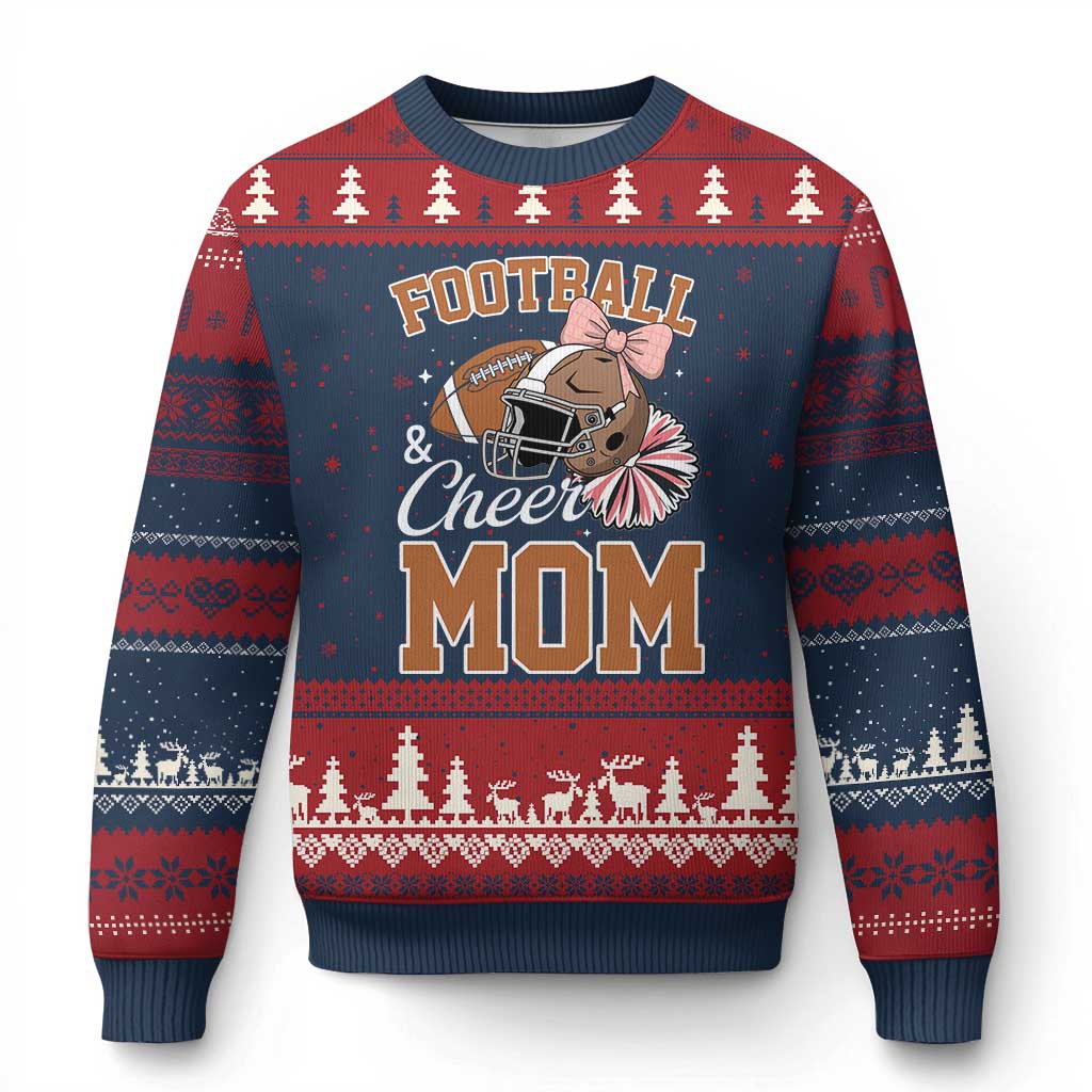 Funny Football And Cheer Mom Quote Ugly Christmas Sweater Sports Season Gift TS12 Navy Red Print Your Wear