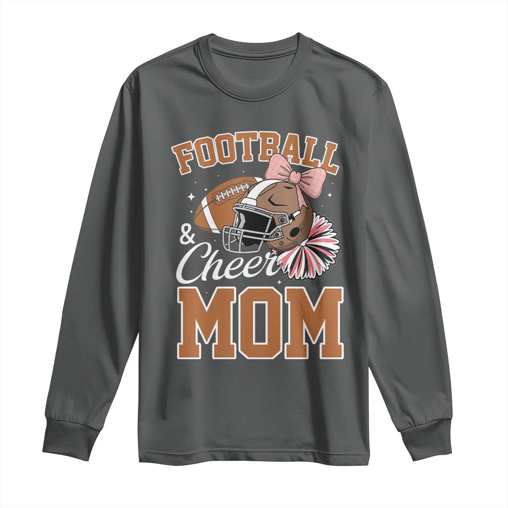 Funny Football And Cheer Mom Quote Long Sleeve Shirt Sports Season Gift TS12 Dark Heather Print Your Wear