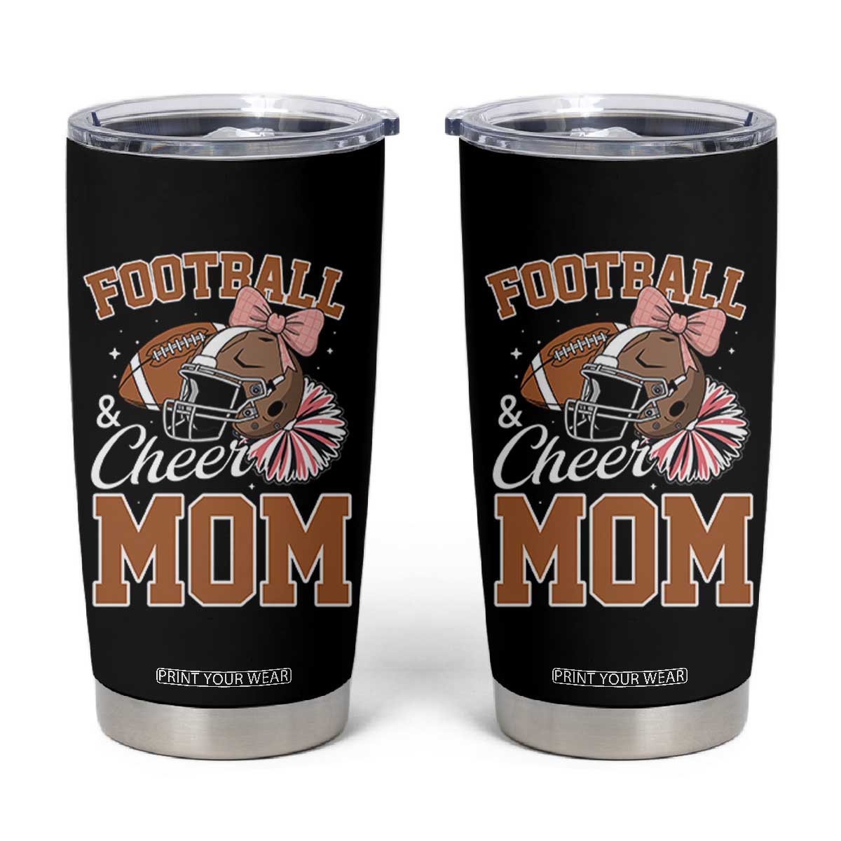 Funny Football And Cheer Mom Quote Tumbler Cup Sports Season Gift TS12 Black Print Your Wear
