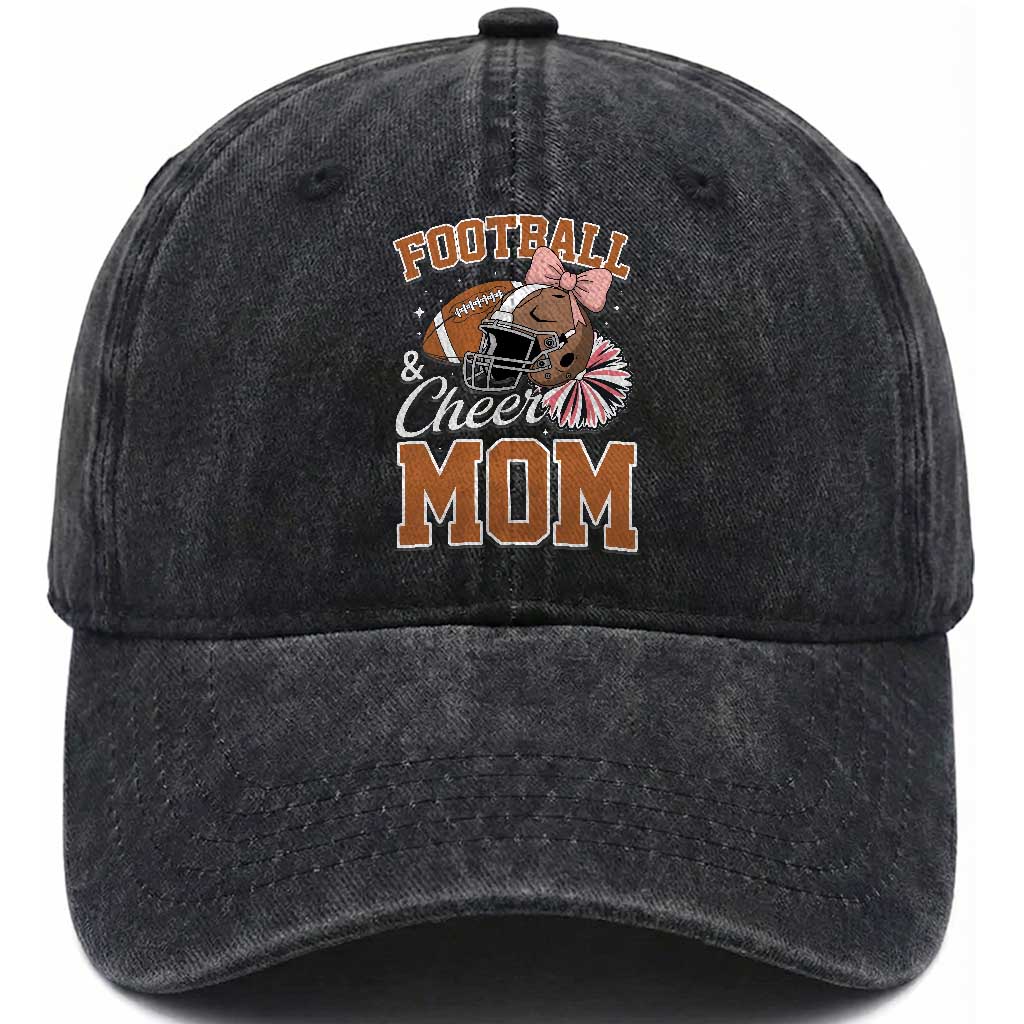 Funny Football And Cheer Mom Quote Washed Cotton Baseball Cap Sports Season Gift TS12 Print Your Wear