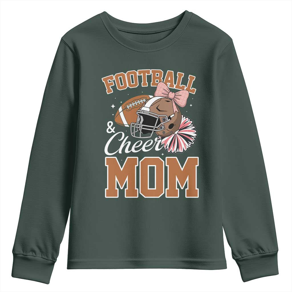 Funny Football And Cheer Mom Quote Youth Sweatshirt Sports Season Gift TS12 Dark Forest Green Print Your Wear