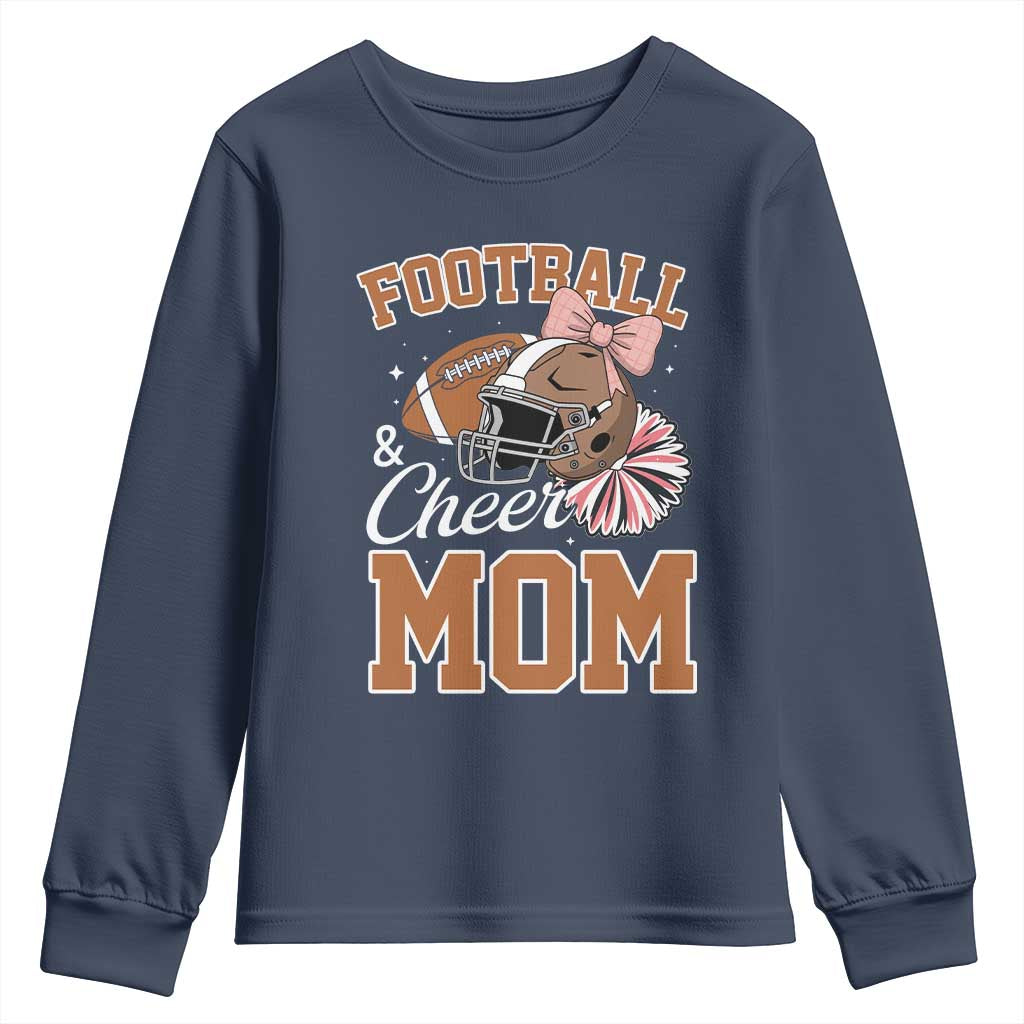 Funny Football And Cheer Mom Quote Youth Sweatshirt Sports Season Gift TS12 Navy Print Your Wear