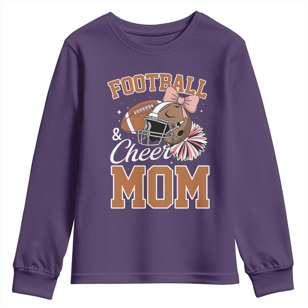 Funny Football And Cheer Mom Quote Youth Sweatshirt Sports Season Gift TS12 Purple Print Your Wear