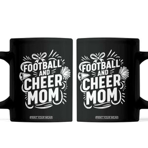 Football And Cheer Mom Quote Coffee Mug Team Supporter Gift Idea TS12 Black Print Your Wear