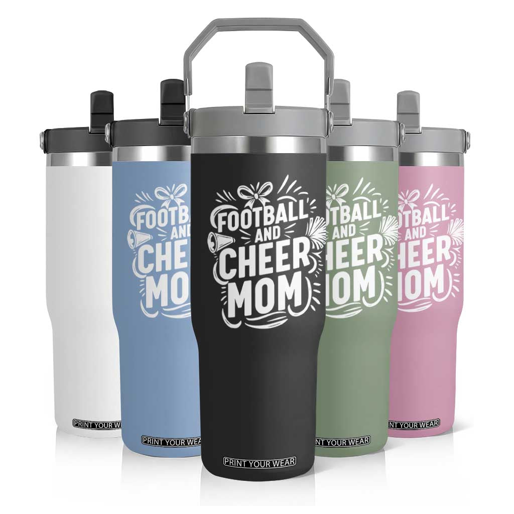 Football And Cheer Mom Quote Flip Straw Tumbler Team Supporter Gift Idea TS12 Print Your Wear