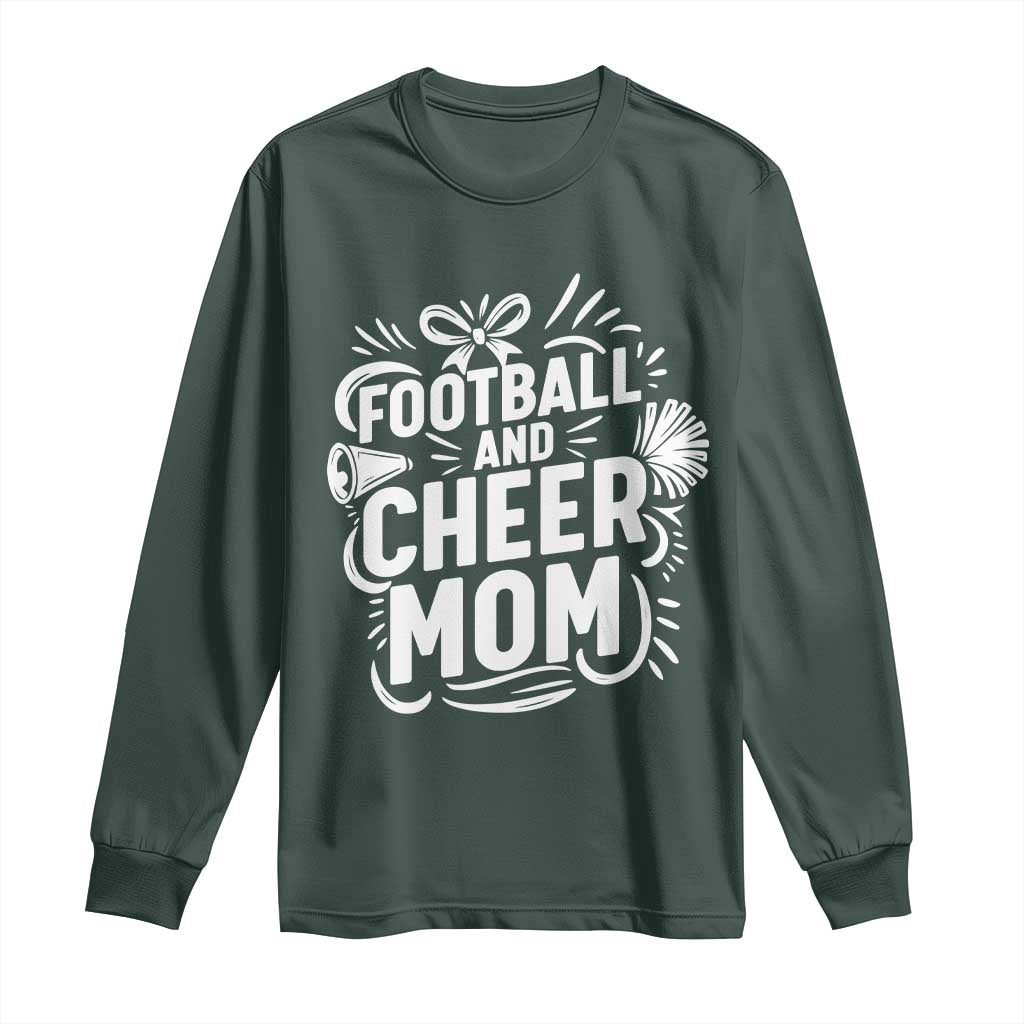 Football And Cheer Mom Quote Long Sleeve Shirt Team Supporter Gift Idea TS12 Dark Forest Green Print Your Wear
