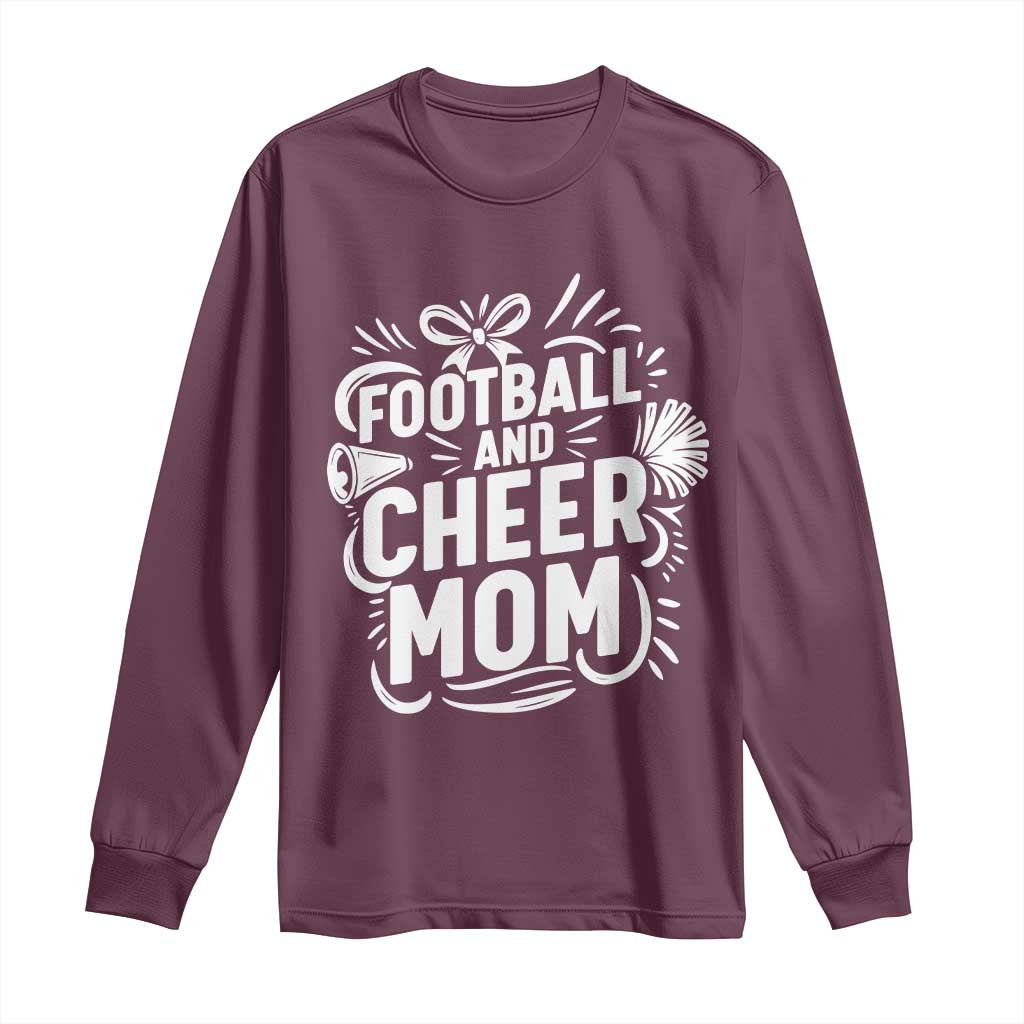 Football And Cheer Mom Quote Long Sleeve Shirt Team Supporter Gift Idea TS12 Maroon Print Your Wear