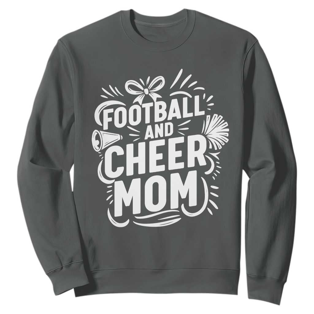 Football And Cheer Mom Quote Sweatshirt Team Supporter Gift Idea TS12 Dark Heather Print Your Wear