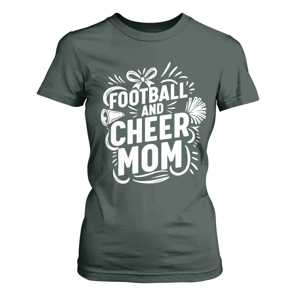 Football And Cheer Mom Quote T Shirt For Women Team Supporter Gift Idea TS12 Dark Forest Green Print Your Wear