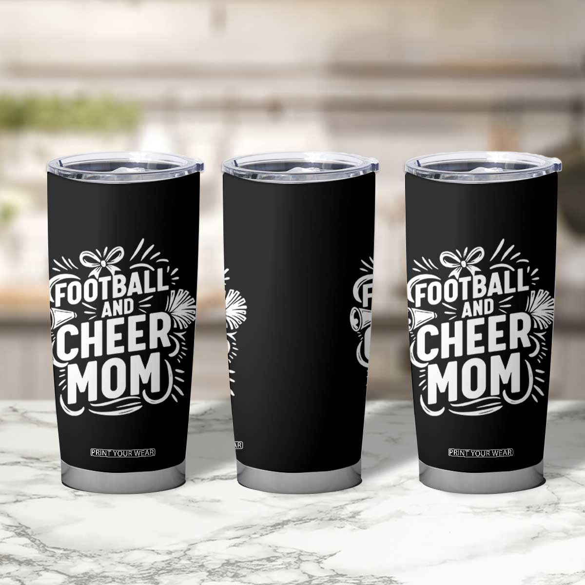 Football And Cheer Mom Quote Tumbler Cup Team Supporter Gift Idea TS12 Print Your Wear