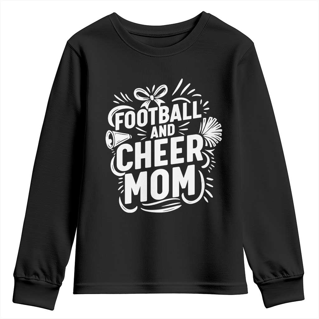 Football And Cheer Mom Quote Youth Sweatshirt Team Supporter Gift Idea TS12 Black Print Your Wear