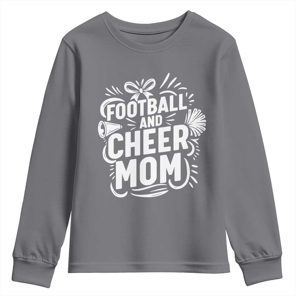 Football And Cheer Mom Quote Youth Sweatshirt Team Supporter Gift Idea TS12 Charcoal Print Your Wear