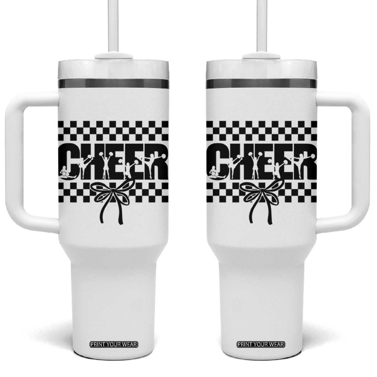 Proud Cheerleading Tumbler With Handle Gift For Sports Season Supporters TS12 One Size: 40 oz White Print Your Wear