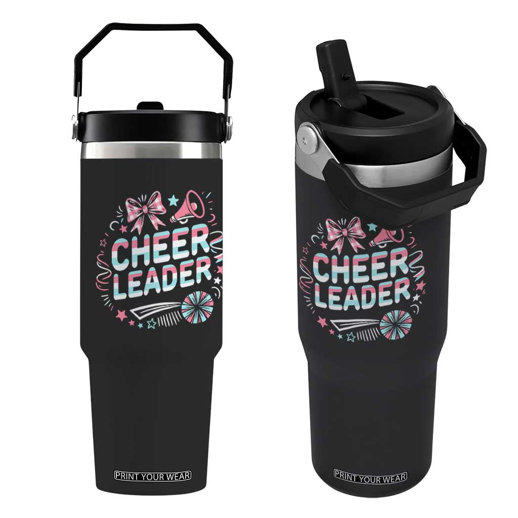 Proud Cheerleader Team Flip Straw Tumbler Gift For Women Sports Fans TS12 One Size: 30 oz Black Print Your Wear