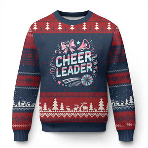 Proud Cheerleader Team Ugly Christmas Sweater Gift For Women Sports Fans TS12 Navy Red Print Your Wear