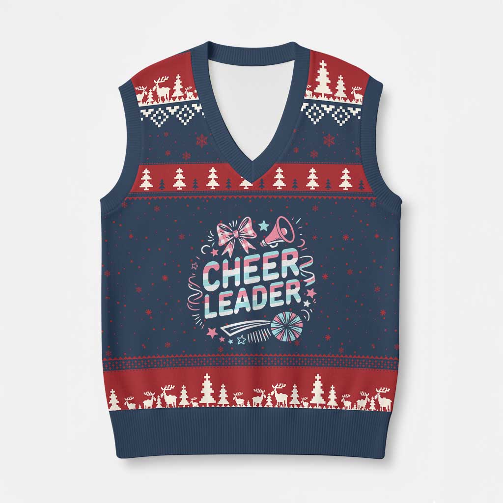 Proud Cheerleader Team V-Neck Knit Sweater Vest Gift For Women Sports Fans TS12 Navy Red Print Your Wear