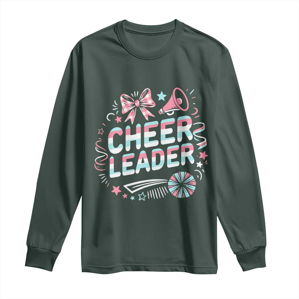 Proud Cheerleader Team Long Sleeve Shirt Gift For Women Sports Fans TS12 Dark Forest Green Print Your Wear