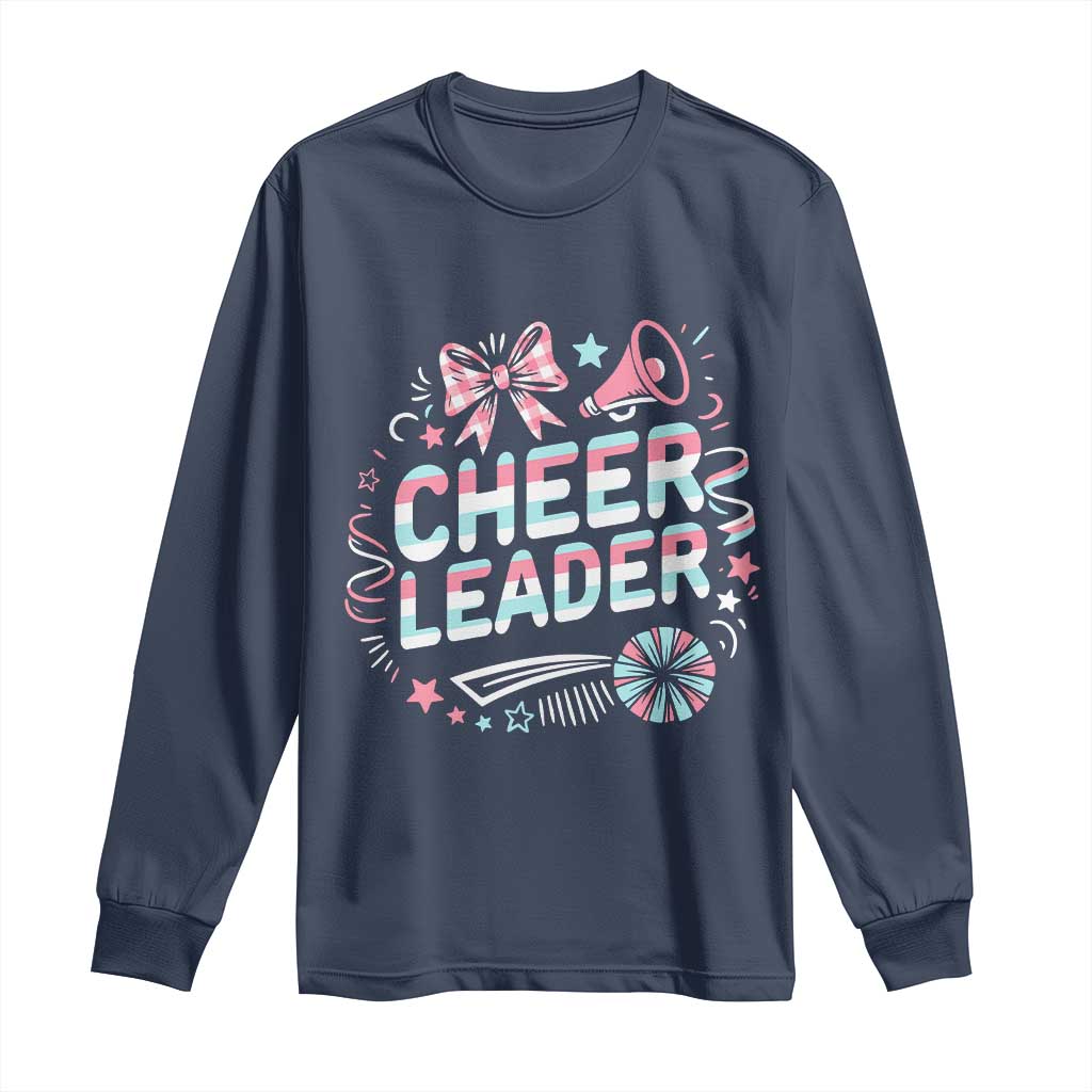 Proud Cheerleader Team Long Sleeve Shirt Gift For Women Sports Fans TS12 Navy Print Your Wear