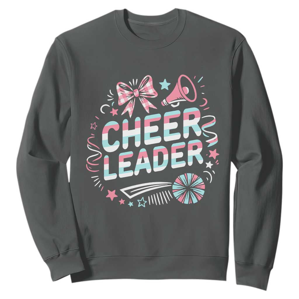 Proud Cheerleader Team Sweatshirt Gift For Women Sports Fans TS12 Dark Heather Print Your Wear