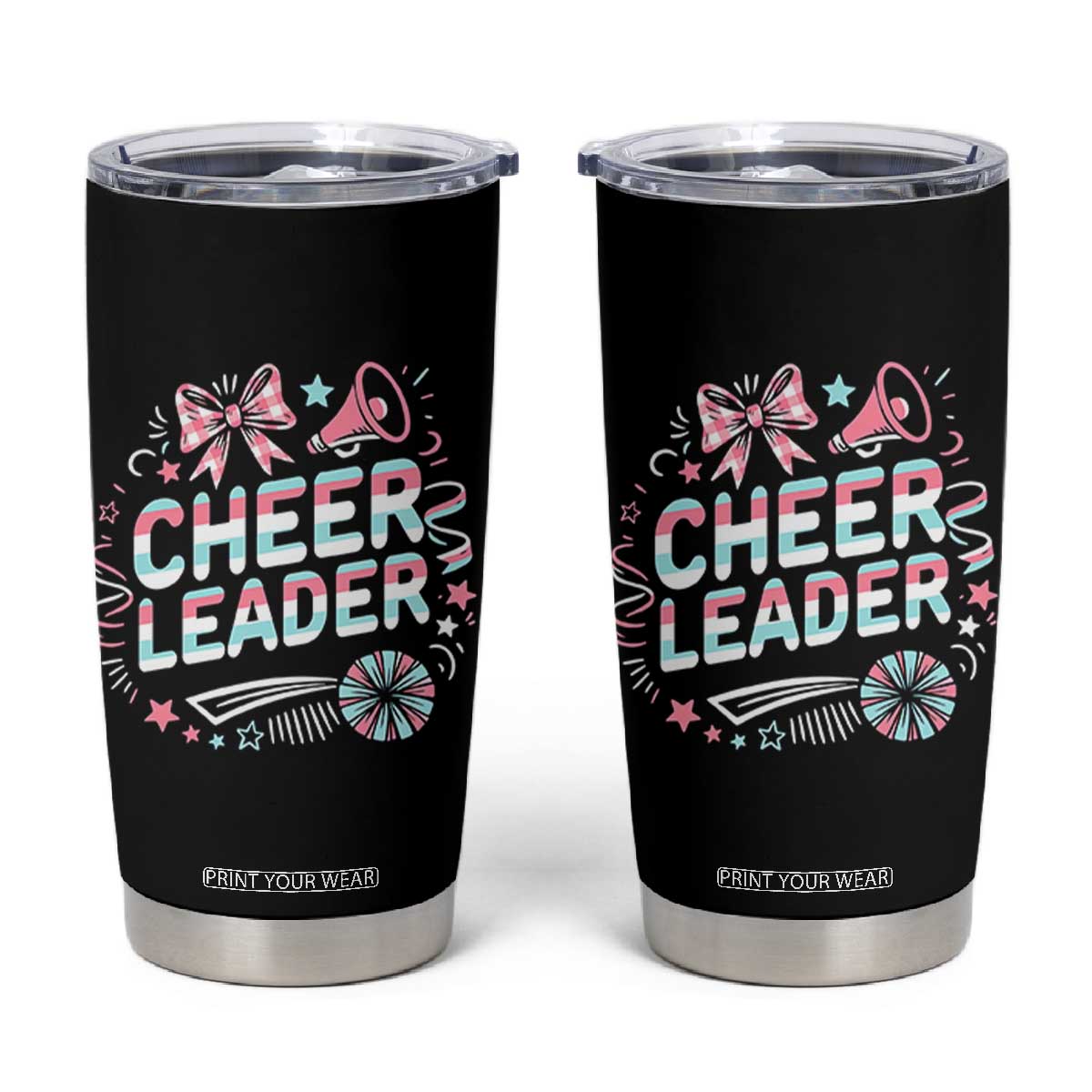 Proud Cheerleader Team Tumbler Cup Gift For Women Sports Fans TS12 Black Print Your Wear
