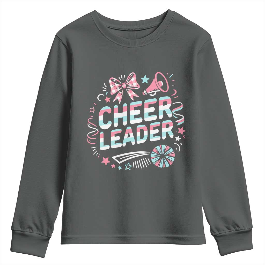 Proud Cheerleader Team Youth Sweatshirt Gift For Women Sports Fans TS12 Dark Heather Print Your Wear