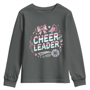Proud Cheerleader Team Youth Sweatshirt Gift For Women Sports Fans TS12 Dark Heather Print Your Wear