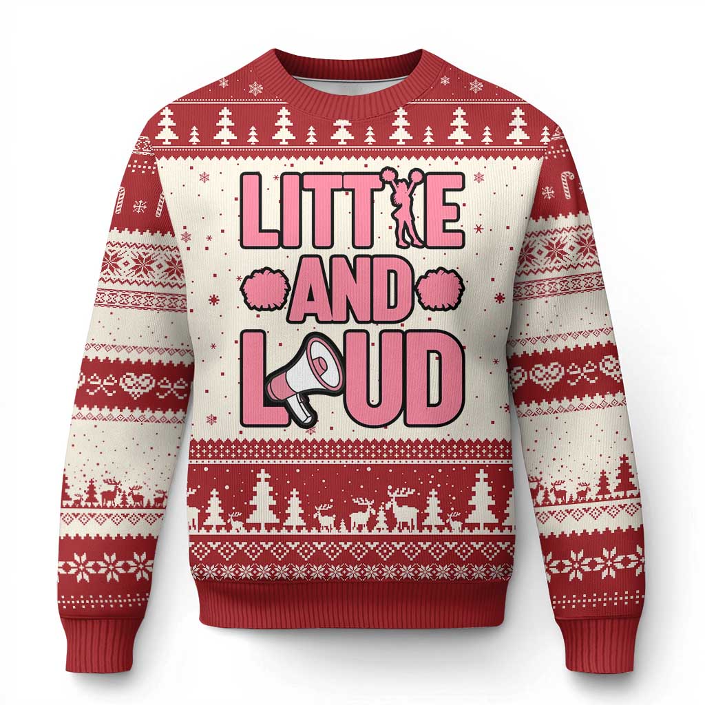 Little And Loud Quote Ugly Christmas Sweater Cheerleader Girl Sports Gift TS12 Beige Red Print Your Wear