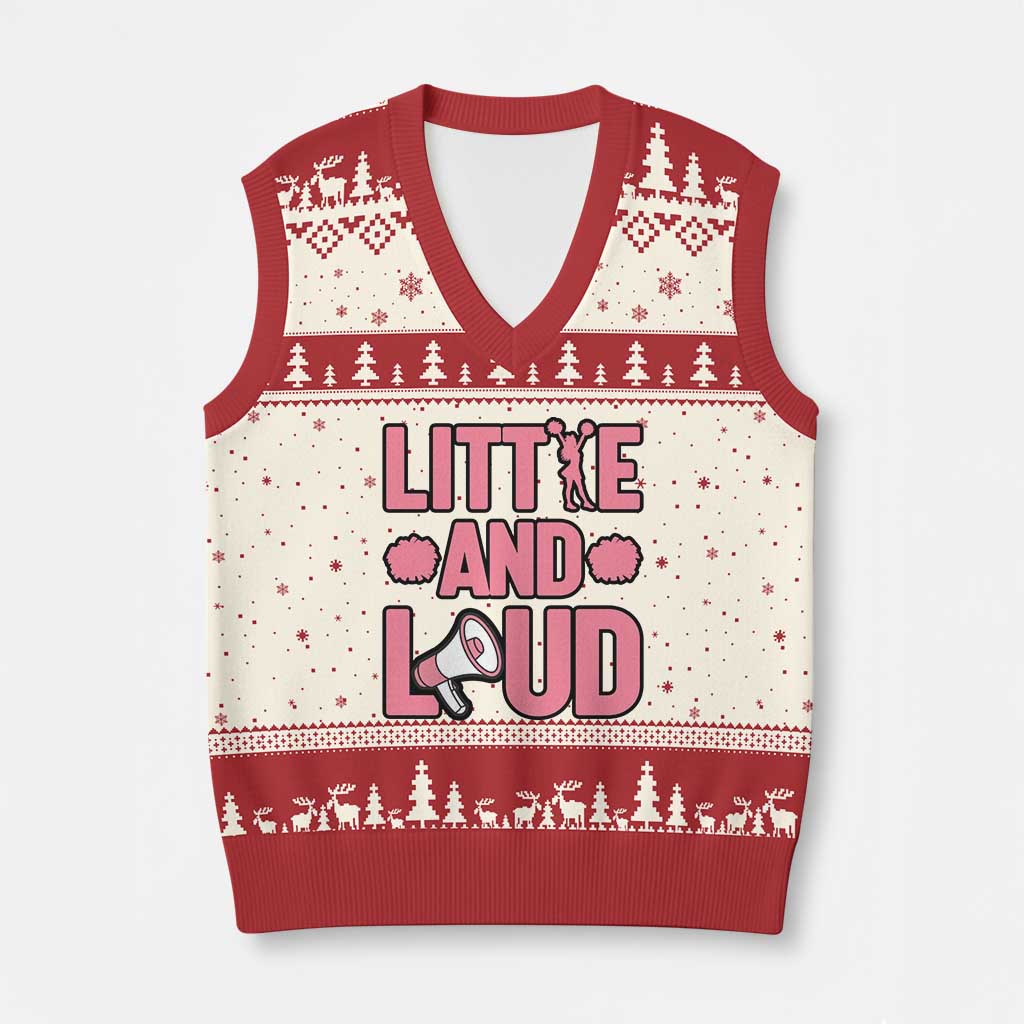 Little And Loud Quote V-Neck Knit Sweater Vest Cheerleader Girl Sports Gift TS12 Beige Red Print Your Wear