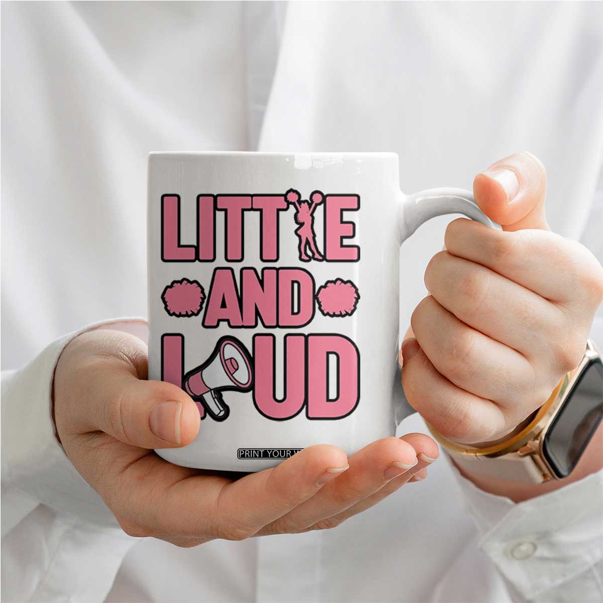 Little And Loud Quote Coffee Mug Cheerleader Girl Sports Gift TS12 Print Your Wear