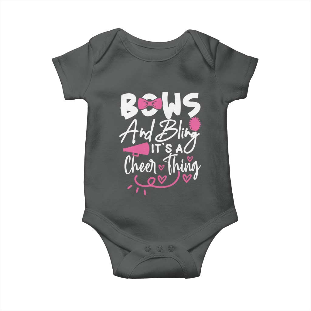 Bows And Bling Its A Cheer Thing Baby Onesie Cheerleading Gift TS12 Dark Heather Print Your Wear