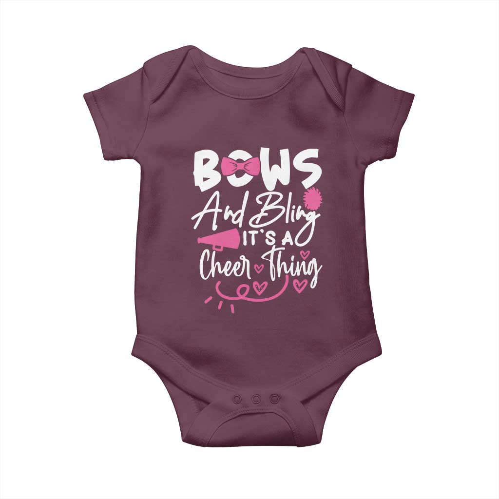 Bows And Bling Its A Cheer Thing Baby Onesie Cheerleading Gift TS12 Maroon Print Your Wear