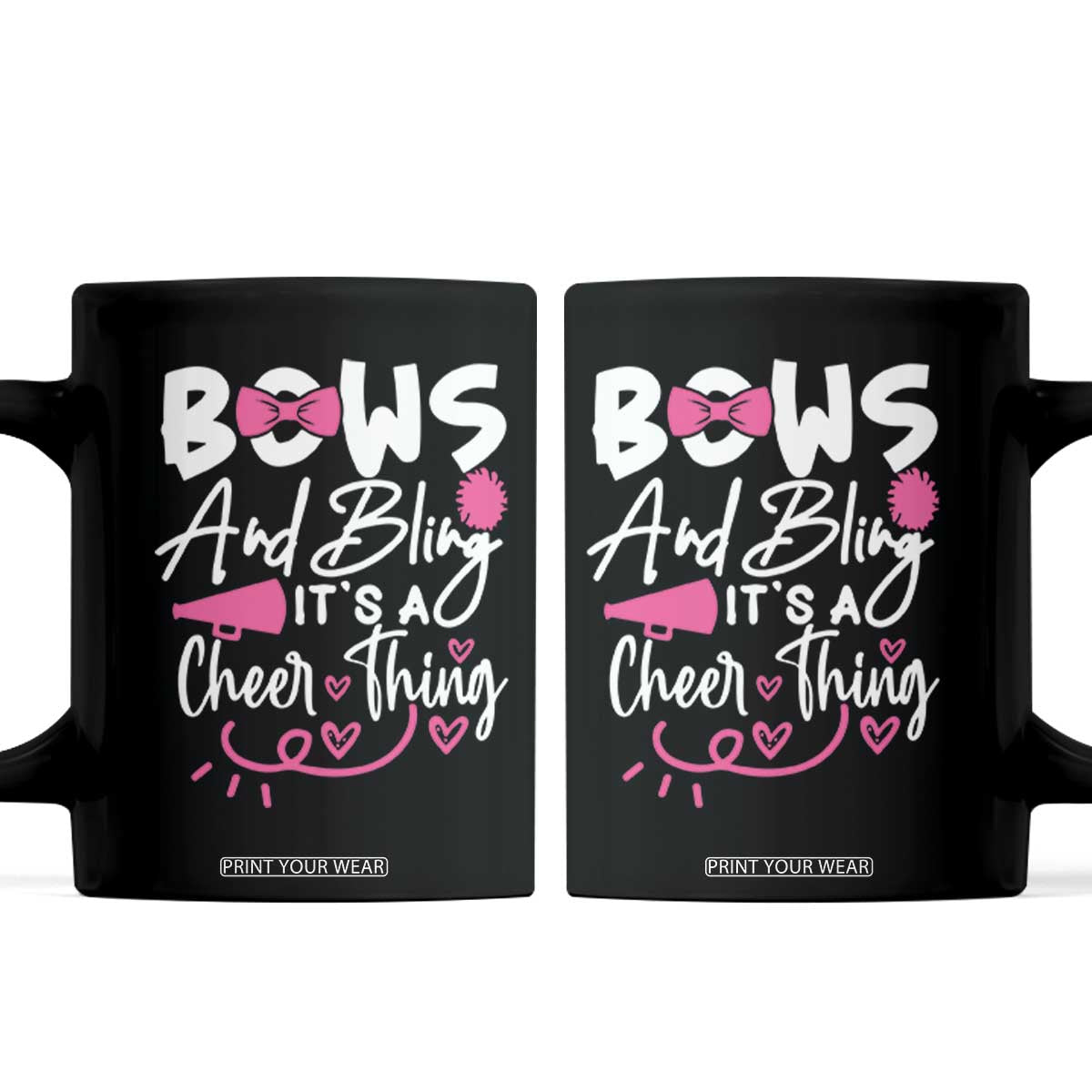 Bows And Bling Its A Cheer Thing Coffee Mug Cheerleading Gift TS12 Black Print Your Wear