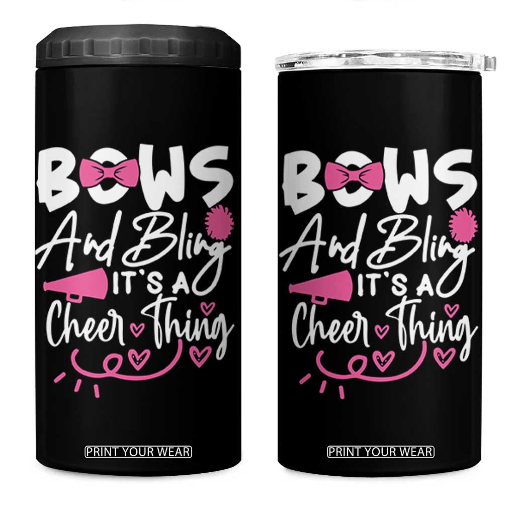 Bows And Bling Its A Cheer Thing 4 in 1 Can Cooler Tumbler Cheerleading Gift TS12 One Size: 16 oz Black Print Your Wear