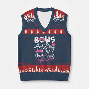 Bows And Bling Its A Cheer Thing V-Neck Knit Sweater Vest Cheerleading Gift TS12 Navy Red Print Your Wear