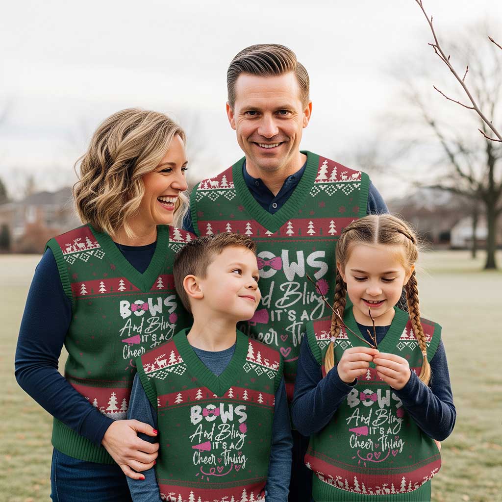 Bows And Bling Its A Cheer Thing V-Neck Knit Sweater Vest Cheerleading Gift TS12 Red Green Print Your Wear