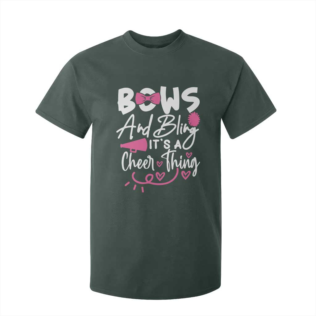 Bows And Bling Its A Cheer Thing T Shirt For Kid Cheerleading Gift TS12 Dark Forest Green Print Your Wear