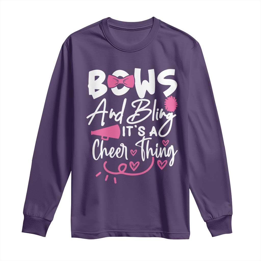 Bows And Bling Its A Cheer Thing Long Sleeve Shirt Cheerleading Gift TS12 Purple Print Your Wear