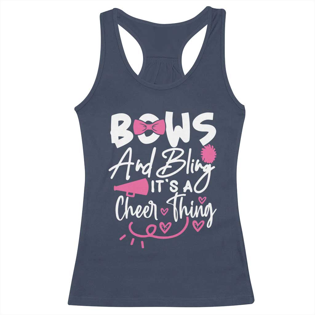 Bows And Bling Its A Cheer Thing Racerback Tank Top Cheerleading Gift TS12 Navy Print Your Wear