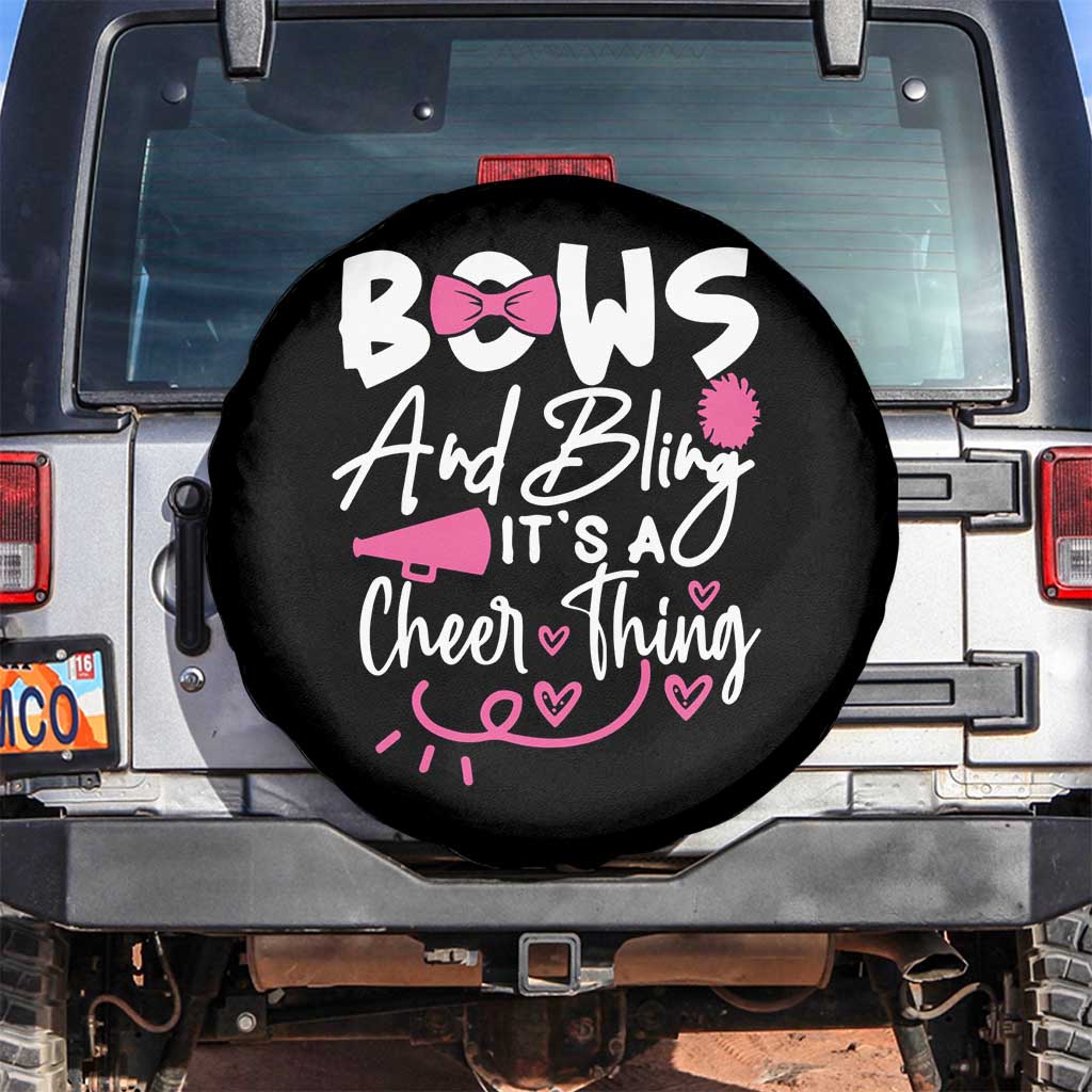 Bows And Bling Its A Cheer Thing Spare Tire Cover Cheerleading Gift TS12 No hole Black Print Your Wear