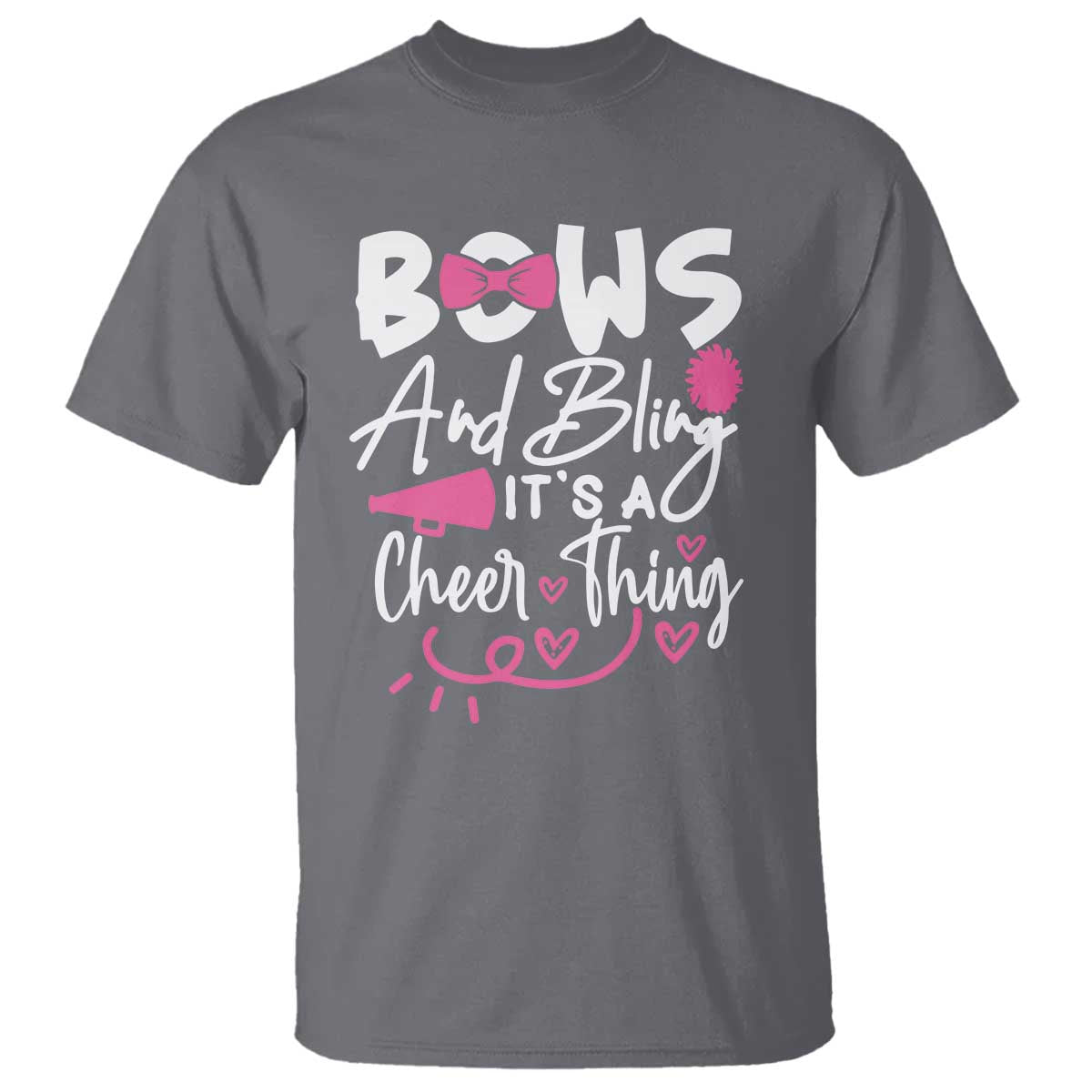 Bows And Bling Its A Cheer Thing T Shirt Cheerleading Gift TS12 Charcoal Print Your Wear