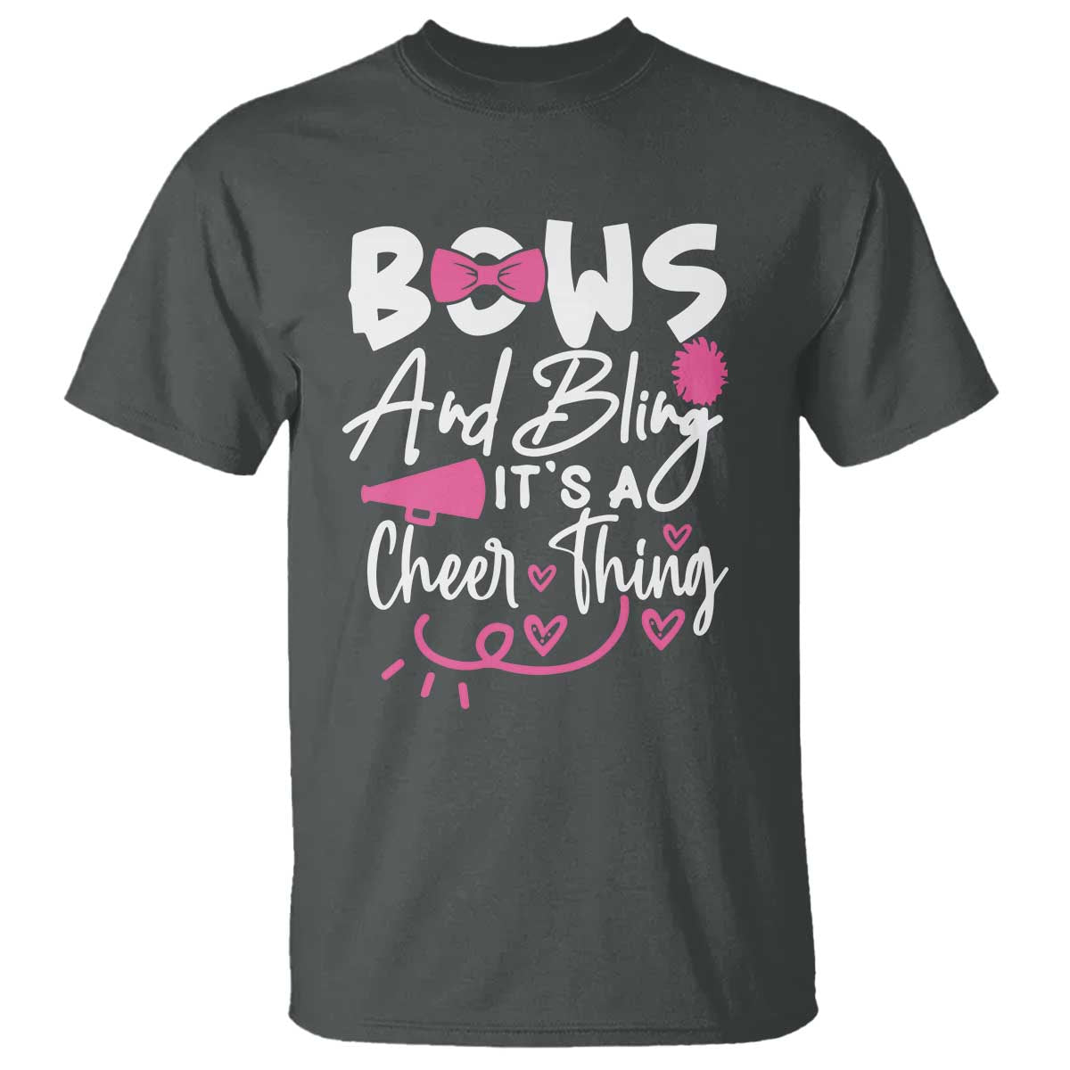 Bows And Bling Its A Cheer Thing T Shirt Cheerleading Gift TS12 Dark Heather Print Your Wear