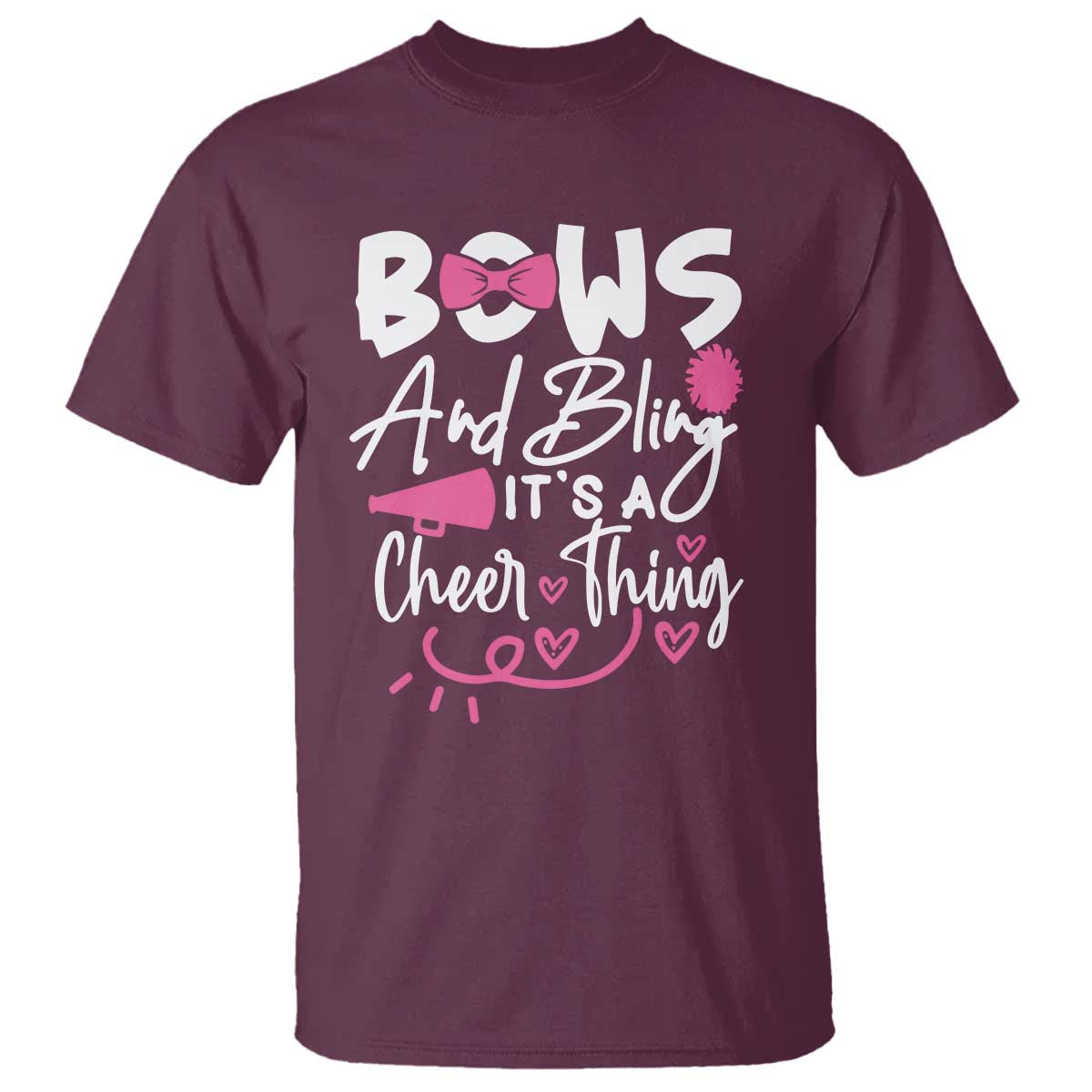 Bows And Bling Its A Cheer Thing T Shirt Cheerleading Gift TS12 Maroon Print Your Wear