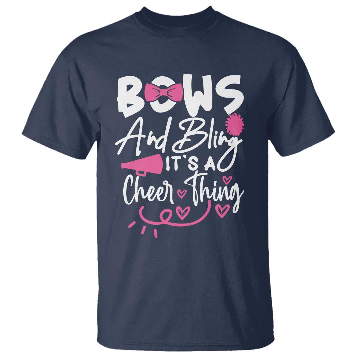 Bows And Bling Its A Cheer Thing T Shirt Cheerleading Gift TS12 Navy Print Your Wear