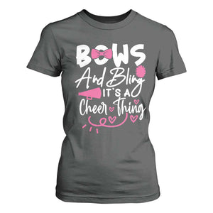 Bows And Bling Its A Cheer Thing T Shirt For Women Cheerleading Gift TS12 Dark Heather Print Your Wear