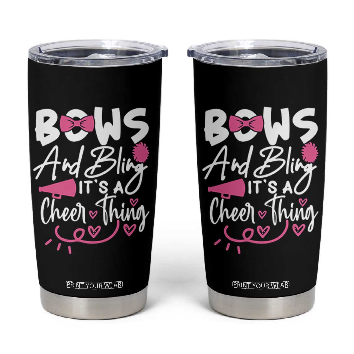 Bows And Bling Its A Cheer Thing Tumbler Cup Cheerleading Gift TS12 Black Print Your Wear