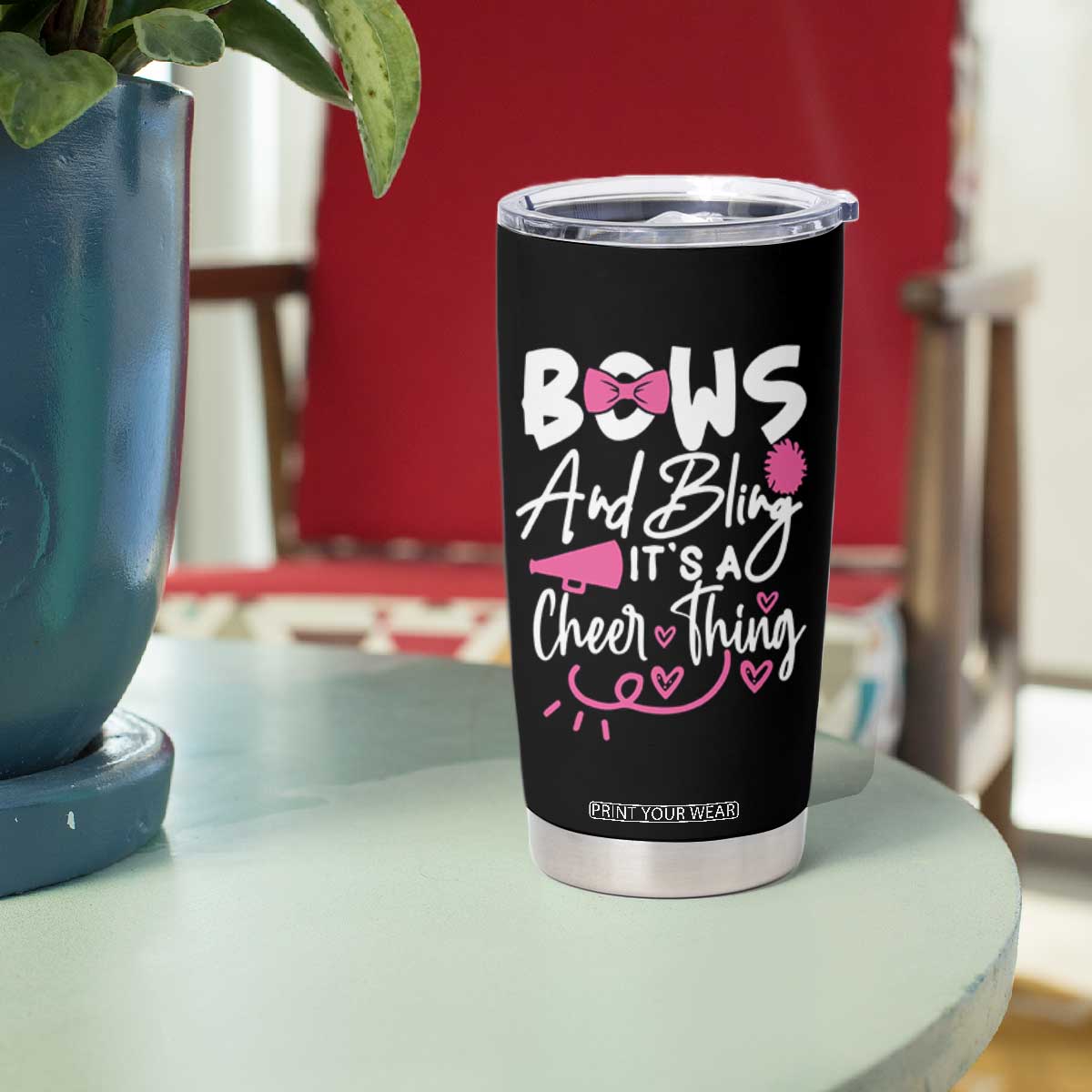 Bows And Bling Its A Cheer Thing Tumbler Cup Cheerleading Gift TS12 Print Your Wear