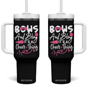 Bows And Bling Its A Cheer Thing Tumbler With Handle Cheerleading Gift TS12 One Size: 40 oz Black Print Your Wear